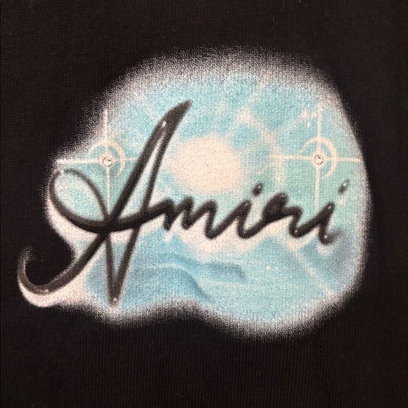 AMIRI Black Shirt with Light Blue Logo - Picture 2 of 10